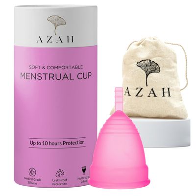Azah Menstrual Cup for Women Small [Upto 10 Hrs Protection] | 100% Medical Grade Silicone | Reusable Menstrual Cups for Periods | No Leakage | Odour & Rash Free, Ultra Soft Menstrual Cup | Pack of 1