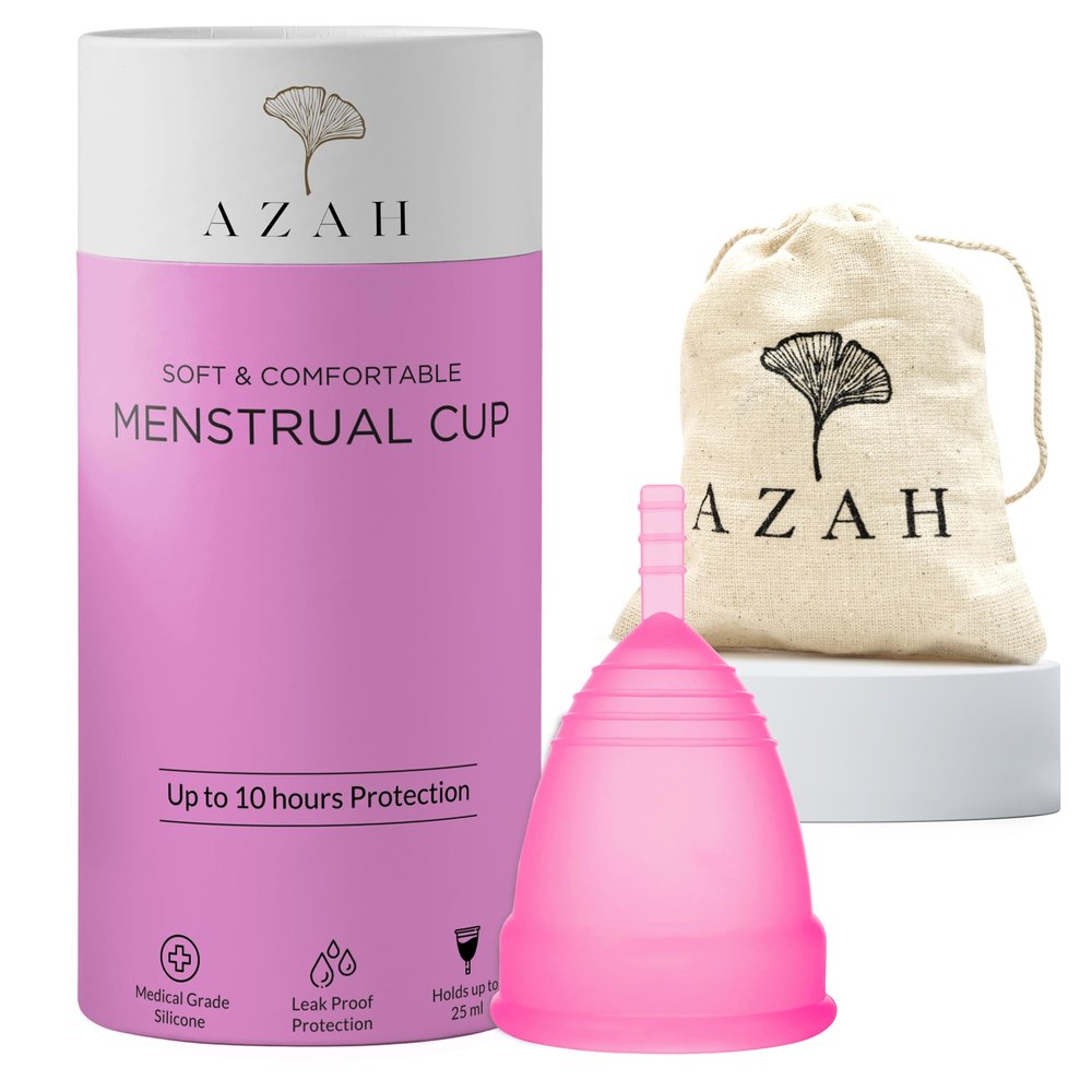 Azah Menstrual Cup for Women Small [Upto 10 Hrs Protection] | 100% Medical Grade Silicone | Reusable Menstrual Cups for Periods | No Leakage | Odour & Rash Free, Ultra Soft Menstrual Cup | Pack of 1