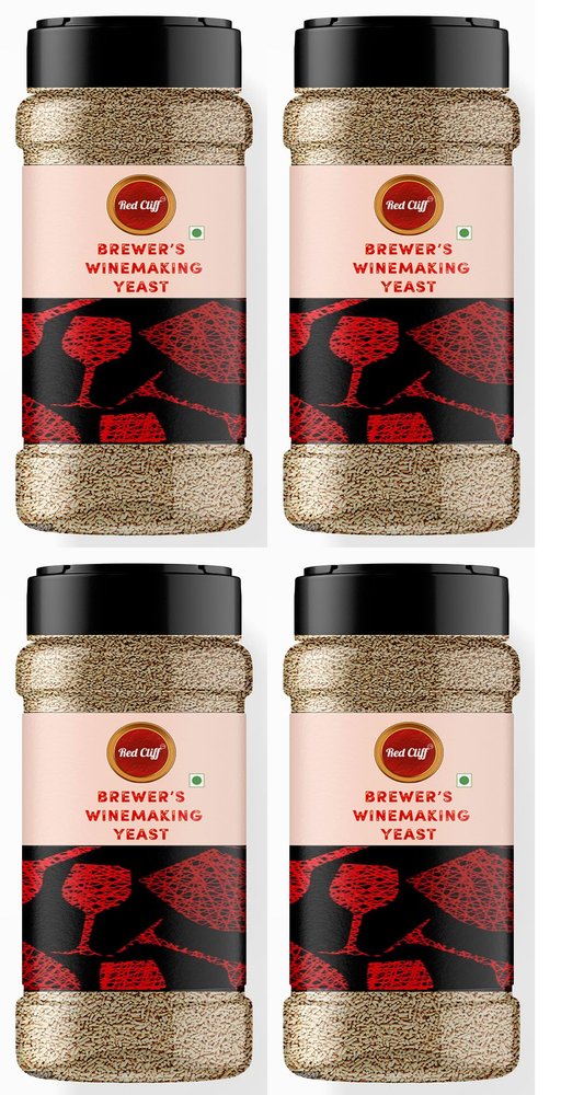 RED CLIFF Brewer's Yeast for Making Wine | Fast Fermentation Wine Yeast | Combo Pack of 4 | High Tolerance 15% V/V | Yeast for Making Wine | (Brewer's Wine Yeast | 100gx4 |)