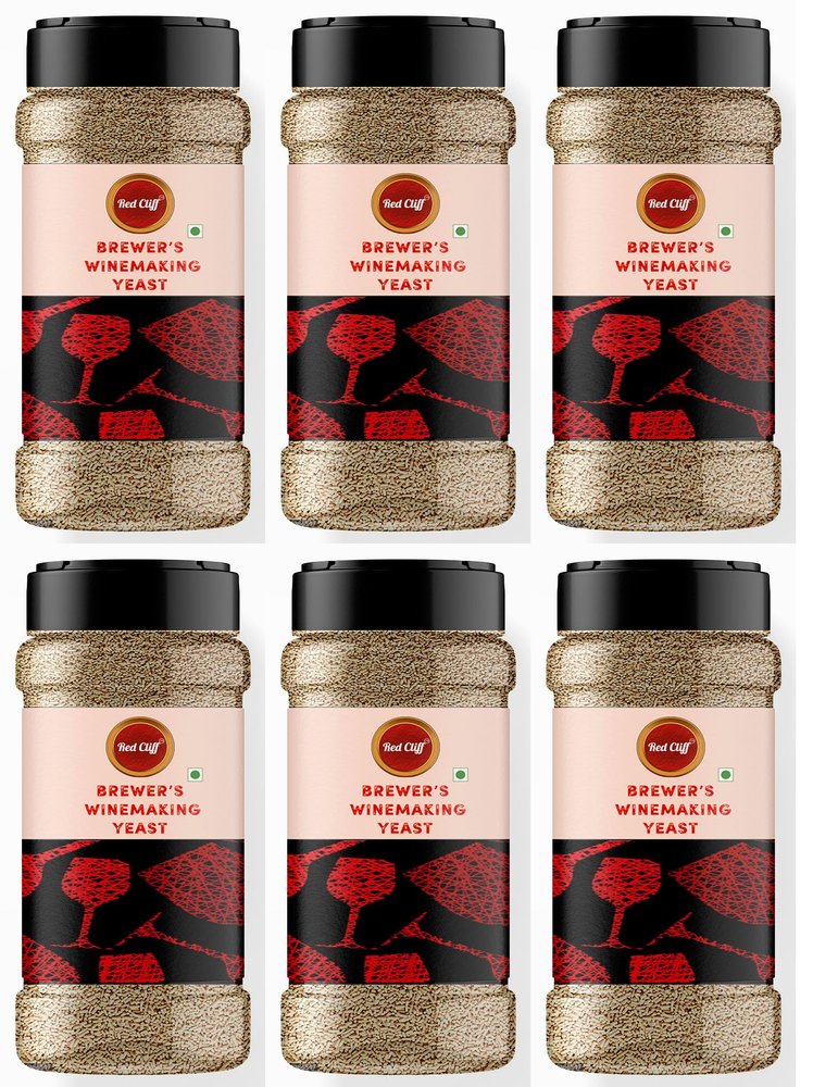 RED CLIFF Brewer's Yeast for Making Wine | Fast Fermentation Wine Yeast | Combo Pack of 6 | High Tolerance 15% V/V | Yeast for Making Wine | (Brewer's Wine Yeast | 100gx6 |)