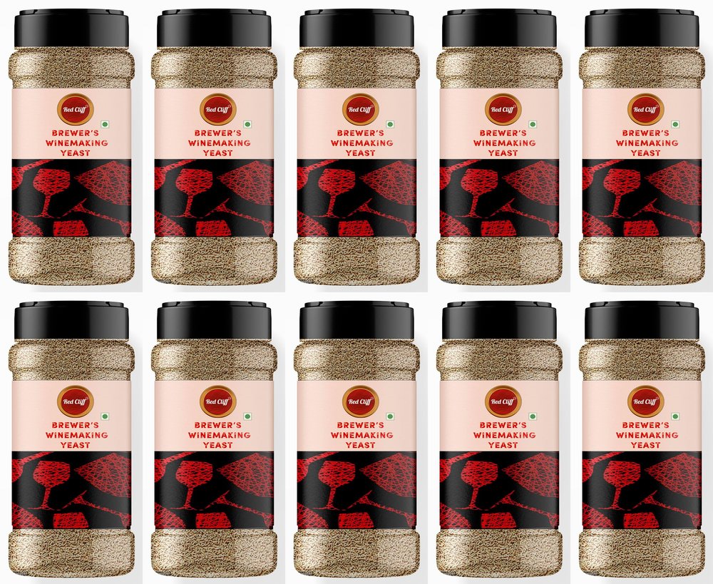 RED CLIFF Active Instant Dry Yeast | Fast Fermentation Wine Yeast | Combo Pack of 10 | High Tolerance 15% V/V | Yeast for Making Wine | (| 100gx10 |)