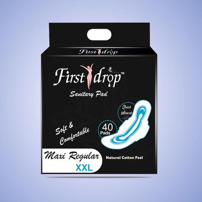 FIRST DROP Cottony Soft Sanitary Pads for Women | With LeakLock Technology | Odour Control | Absorbs upto 100% fluid | Up to 12 Hours of Protection (Pack Of 40)