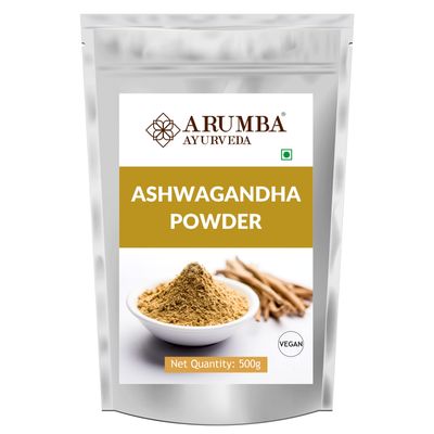 Arumba Ashwagandha Churna Powder 500 grams, Made with 100% Natural Ashwagandha Root, Withania Somnifera, Indian Ginseng For Stress Relief, Overall wellness support