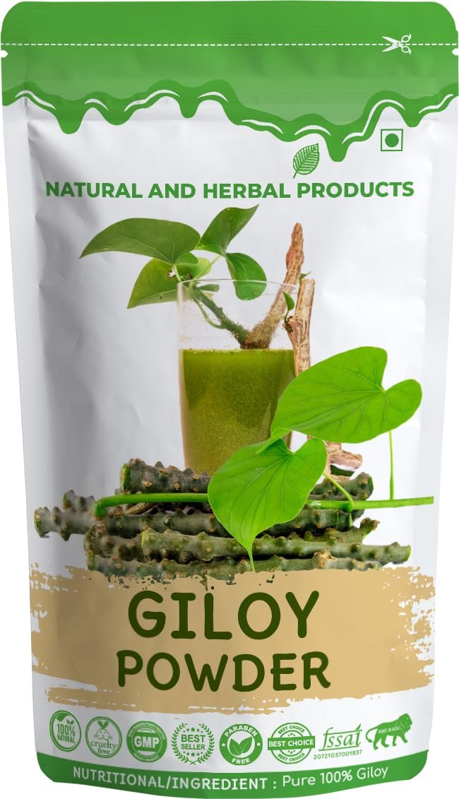 100% Organic Giloy Powder | Giloy Powder for Face | Giloy Powder for Hair | Giloy Powder for Skin | No added Chemicals, 100 Grams | Giloy/Guduchi/Gulvel Stem Powder | Eating Drinking