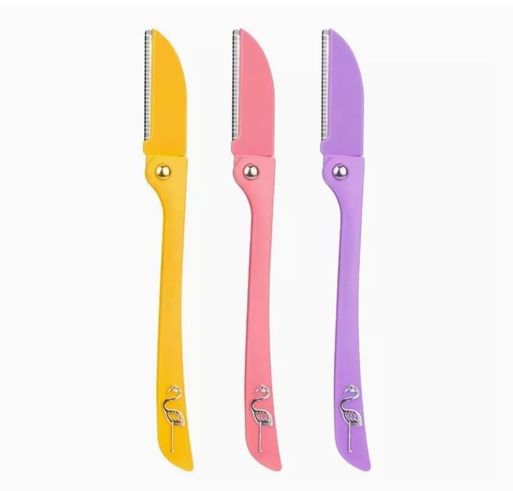 Feelhigh Eyebrow Razor Shaper & Trimmer Touch-Up Eyebrow Razor Dermaplaning Too And Face Razor with Precision Guide cover Skin care kit wax-less for Women and Men (FEATHER FLAMINGO EYEBROW RAZOR)