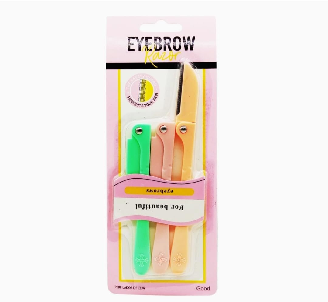 Feelhigh Eyebrow Razor Shaper & Trimmer Touch-Up Eyebrow Razor Dermaplaning Too And Face Razor with Precision Guide cover Skin care kit wax-less for Women and Men (3PCS NEW EYE BROW RAZOR 2)