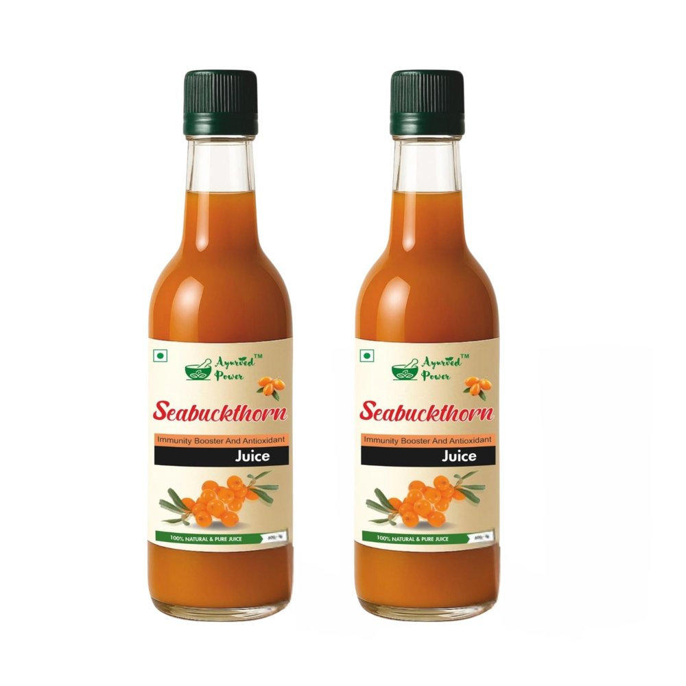 Ayurved Power Sea Buckthorn Juice | Himalayan Berry Rich in Omega 3, 6, 7, 9 | Vitamin C Boost | No Added Sugar | Vegan Health Supplement & Immunity Booster | 500ml (pack of 2)