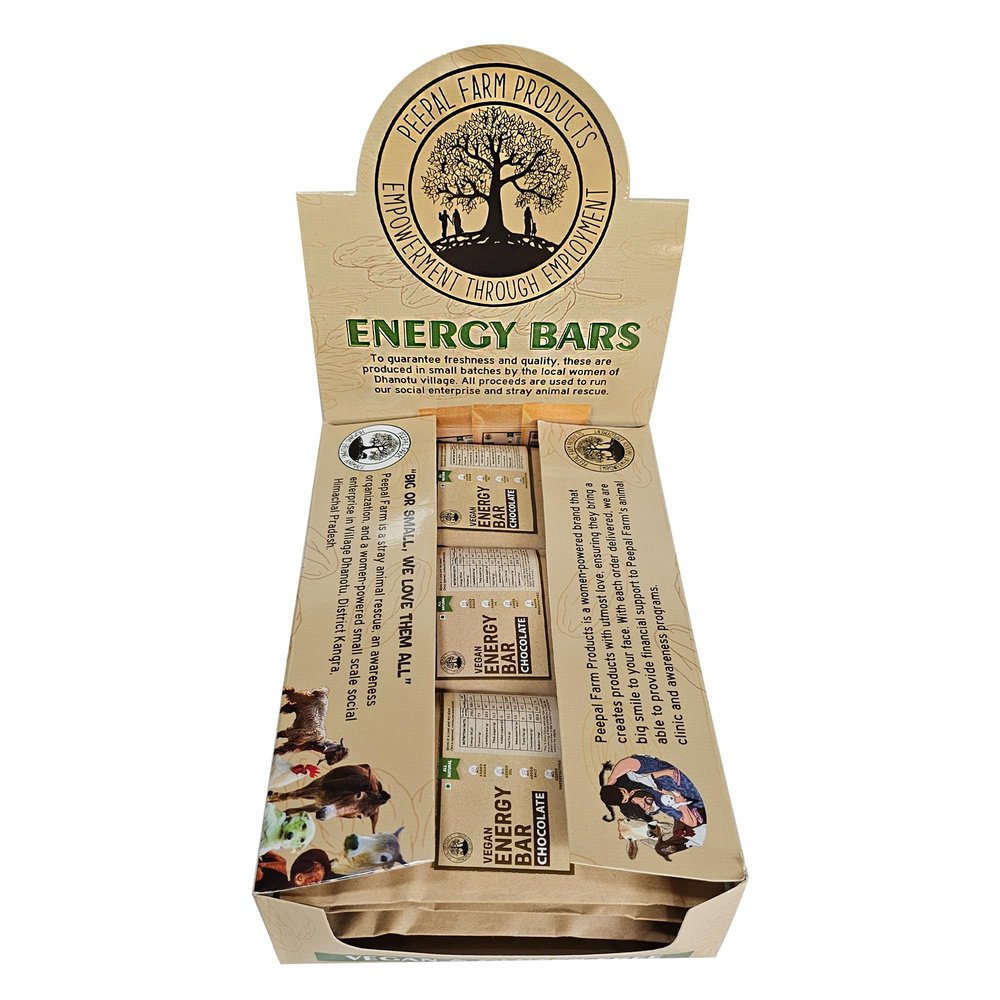 Peepal Farm Handmade Vegan Energy Bars Pack of 12 (50g each) Chocolate flavour | No Added Sugar or Preservatives or Artificial Flavors