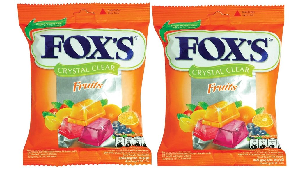 Fox's Crystal Clear Candy Offers A Delightful Mix Fruit Flavors That Are Sure To Satisfy Any Sweet Tooth 90G (Pack Of 2),180 Grams