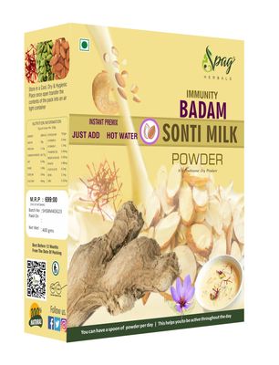 Spag Herbals Instant badam SONTI mix milk drink kashmiri kesar Saffron powder 400gms (JUST ADD HOT WATER)