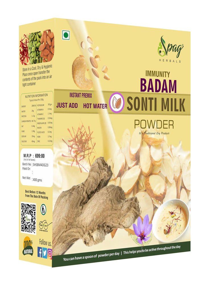Spag Herbals Instant badam SONTI mix milk drink kashmiri kesar Saffron powder 400gms (JUST ADD HOT WATER)