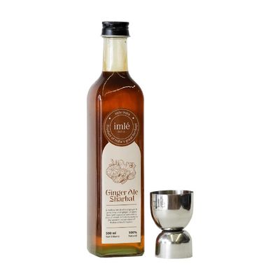 imle Ginger Ale Sharbat | Bold ginger syrup infused with zesty lime | Full of energy, health and powerful taste | WineDine Pack (500 ML) with Peg Measure(30/60 ML)