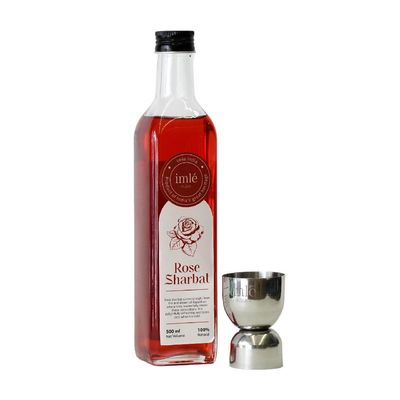 imle Rose Sharbat & Peg Measure | Natural rose syrup with premium taste | Keeps your heart & body soulful | WineDine Pack (500 ML) with Peg Measure(30/60 ML)