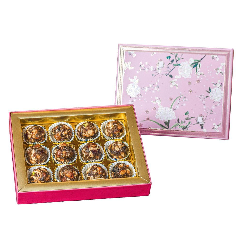 Fore Noon Dry Fruit Laddu Gift Hamper For Diwali Energy Balls-Dates Ladoo Healthy Snack Dried Fruit, Nuts & Seeds No Added Sugar, Gluten & Dairy (12 Piece)
