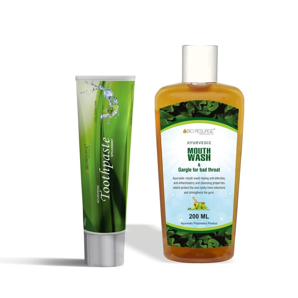 Bio Resurge Combo of Ayurvedic Toothpaste & antibacterial Ayurvedic Mouthwash: Pack of 2