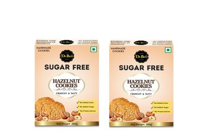 De Best Sugar Free Hazelnut Cookies | Sugar Free | No added Color | Premium Handmade | Crunchy & Tasty | Eggless 200g | Pack of 2