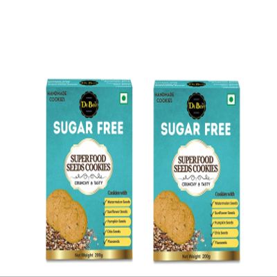 De Best Sugar Free Superfood Seeds Cookies | Premium Handmade Cookies | Sugar Free | No added Color | Tasty & Crunchy | Eggless | 200g | Pack of 2