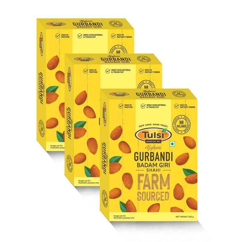 Tulsi Badam Giri Gurbandi Shahi Raw Almonds 750g (250g x 3)