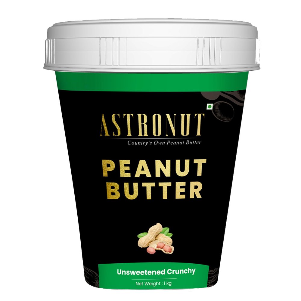 Astronut Unsweetened Natural Crunchy Peanut Butter 1kg | Fitness | Jam spread | Crunchy flavour | Nutrient-rich | High Protein | Zero Cholestrol | Gluten Free