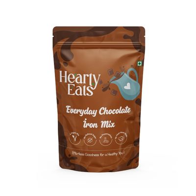 Hearty Eats Everyday Chocolate Iron Mix | Thick & Chocolatey Drink Milk Mix | Vegan, Gluten-Free & No Preservatives Ready in 2 minutes
