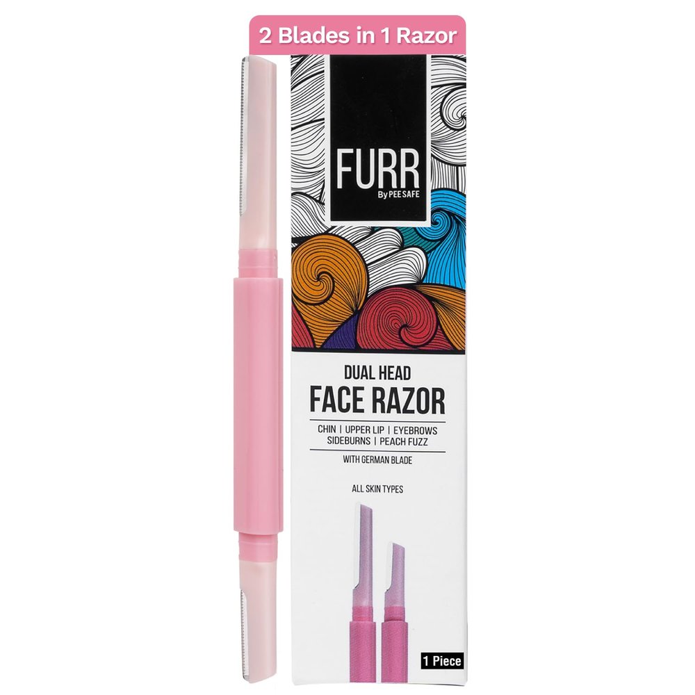 FURR Face & Eyebrow Razor for Women Facial Hair with Dual Blade Head 1N | German Blades | Easy Shaping and Shaving | Reusable Up To 5 Times | Durable and Rust Free Blades