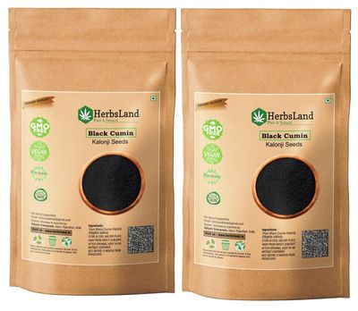HerbsLand KALONJI seeds, Black Cumin Seeds, Nigella Seed - Indian Spice - (250 gm Each) (250g x 2) (500gm)