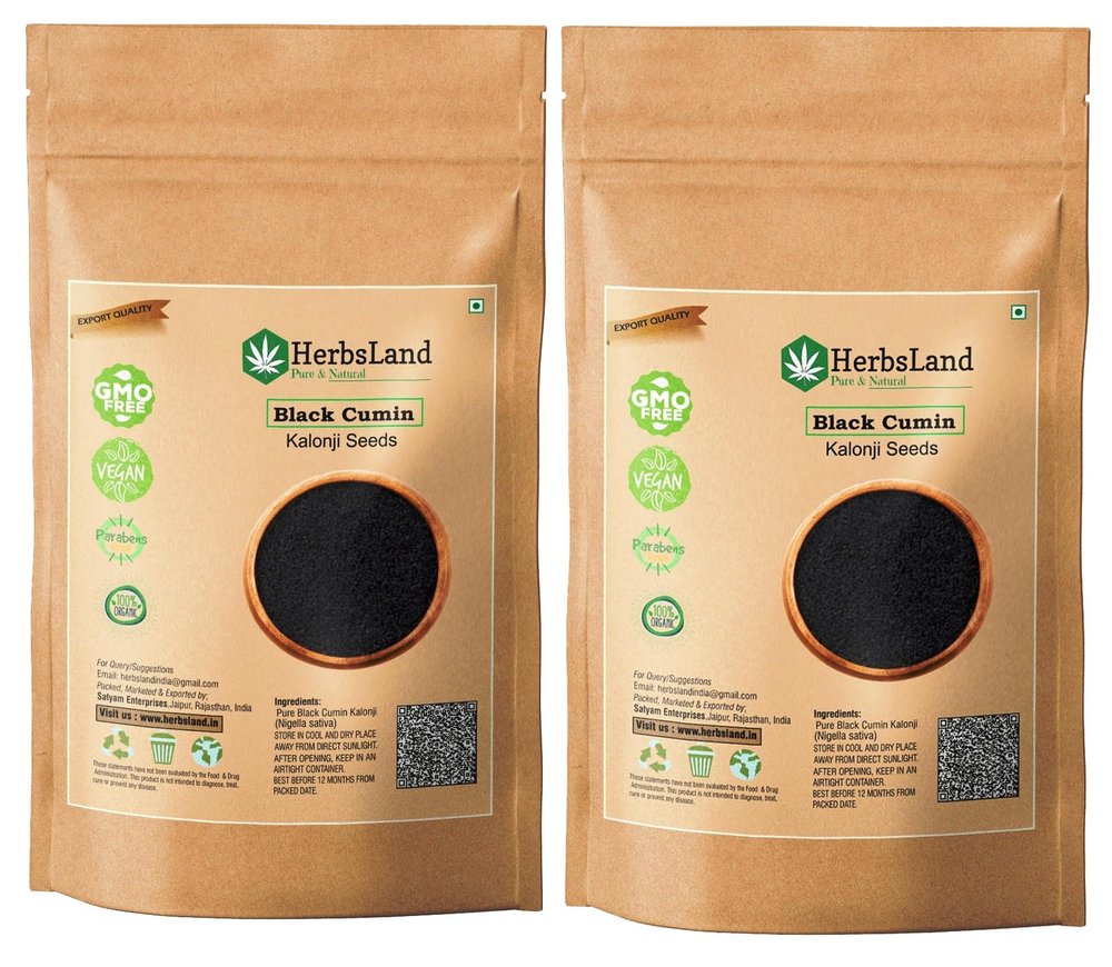 HerbsLand KALONJI seeds, Black Cumin Seeds, Nigella Seed - Indian Spice - (250 gm Each) (250g x 2) (500gm)