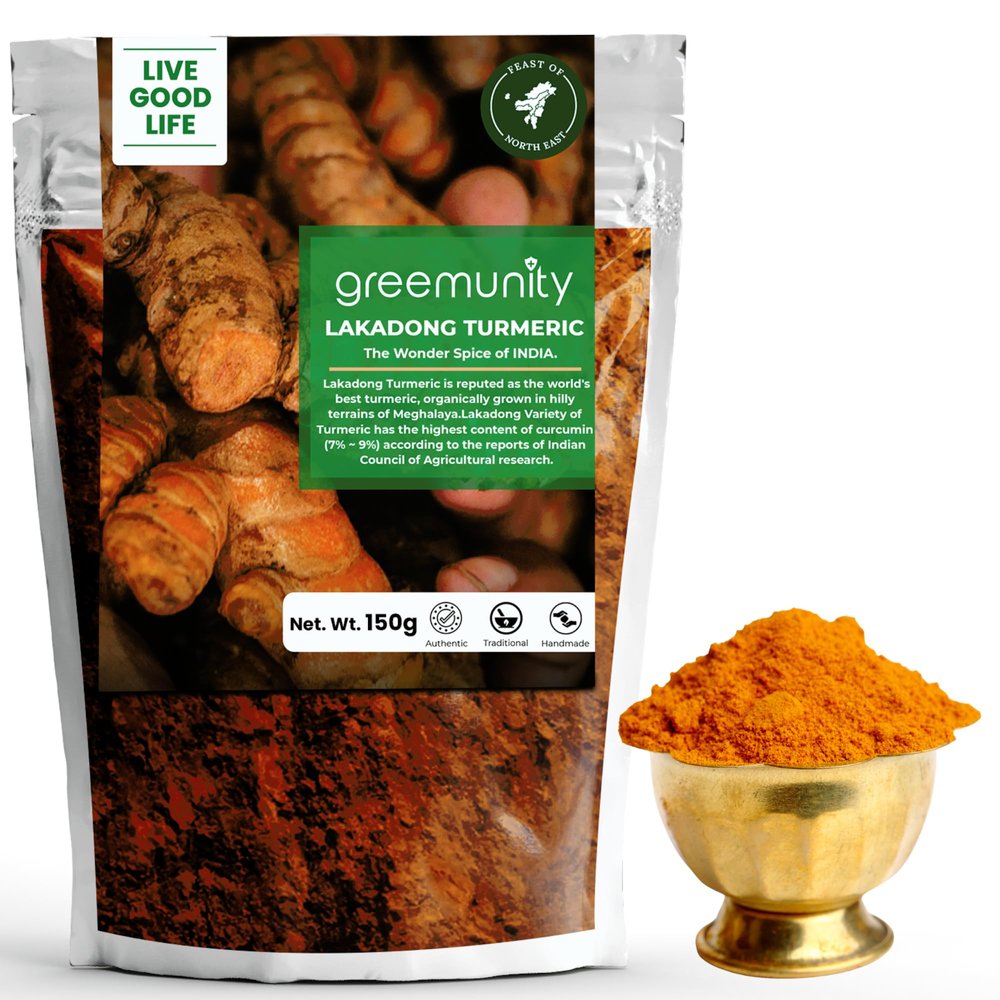 GREEMUNITY | Lakadong Turmeric Powder 150 gms Pack  Lakadong Haldi Powder - High Circumin Value 9% ~11% Turmeric [Meghalaya] - 150gms