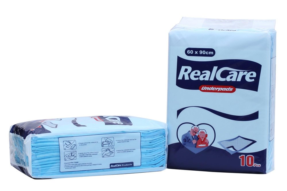 REALCARE Underpads, Large 60 X 90 cm, Super Absorbent,Superior Absorbency, Leak Proof, Pack of 2 (10 Counts)