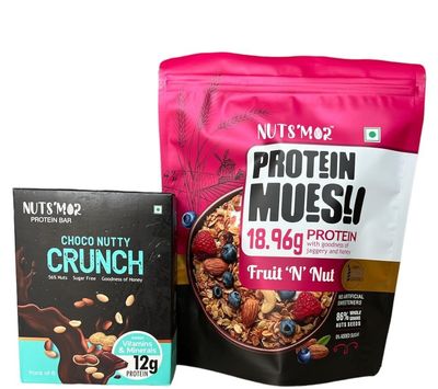 NUTS'MOR Protein Muesli protein with goodness of jaggery and honey"Fruit 'N' Nut"(950) g Protein Daily Choco Nutty Crunch