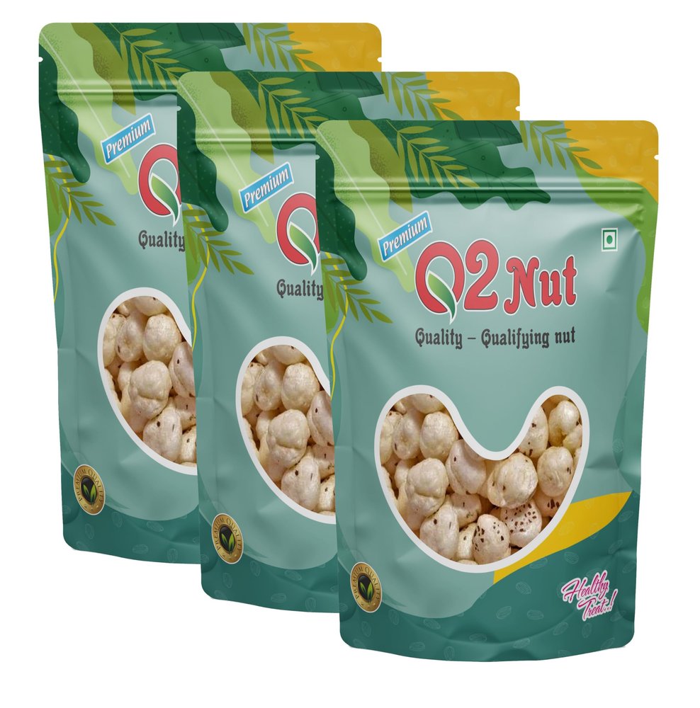 Q2 Nut Makhana 600 Grams (200 Grams X 3) Fit for Fasting Crunchy and Gluten-Free Fox Nuts Rich in Protein Ideal for Healthy Snacking Phool Makhana for Roasting & Cooking