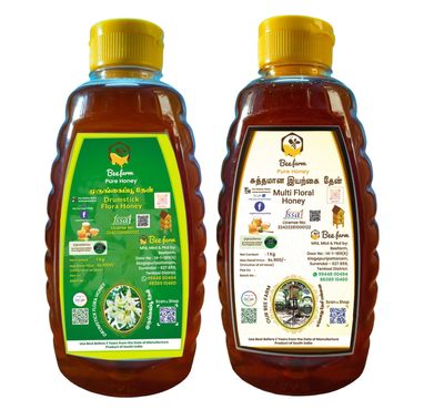 Beefarm 100% Pure and Natural Golden Drumstick Flora and Multi Floral Honey, No Sugar Adulteration, Natural Immunity Booster, Long Lasting Energy, Enhance Workout & Exercise, 1Kg (Combo of 2)