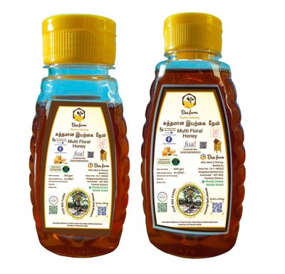 Beefarm 100% Pure and Natural Golden Clear Multi Floral Honey, No Sugar Adulteration, Natural Immunity Booster, Long Lasting Energy, Enhance Workout & Exercise, 250g and 500g (Combo of 2)