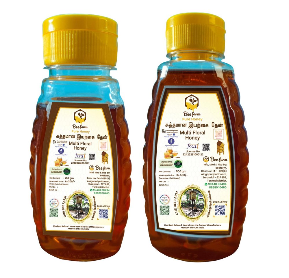 Beefarm 100% Pure and Natural Golden Clear Multi Floral Honey, No Sugar Adulteration, Natural Immunity Booster, Long Lasting Energy, Enhance Workout & Exercise, 250g and 500g (Combo of 2)