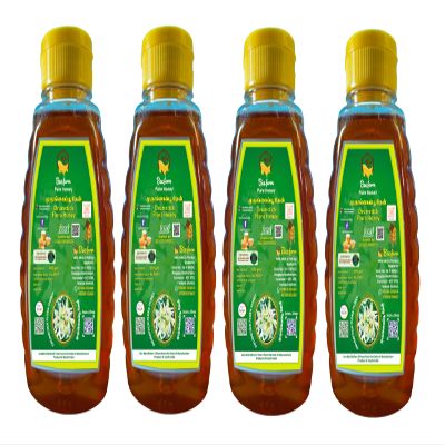 Beefarm 100% Pure and Natural Raw Golden Clear Drumstick Flora Honey, No Sugar Adulteration, Natural Immunity Booster, Long Lasting Energy, Enhance Workout and Exercise, 500g (Pack of 4)