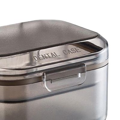 LICHTS Tportable Denture Case Container Waterproof Drain Organizer Holder Soaking Black
