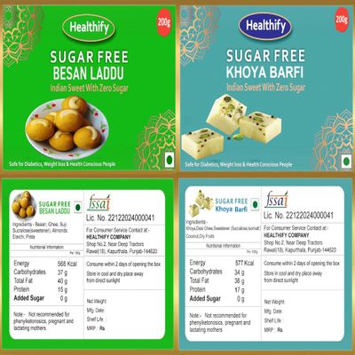 Healthify Sugar Free Combo Besan Laddu & Khoya Barfi