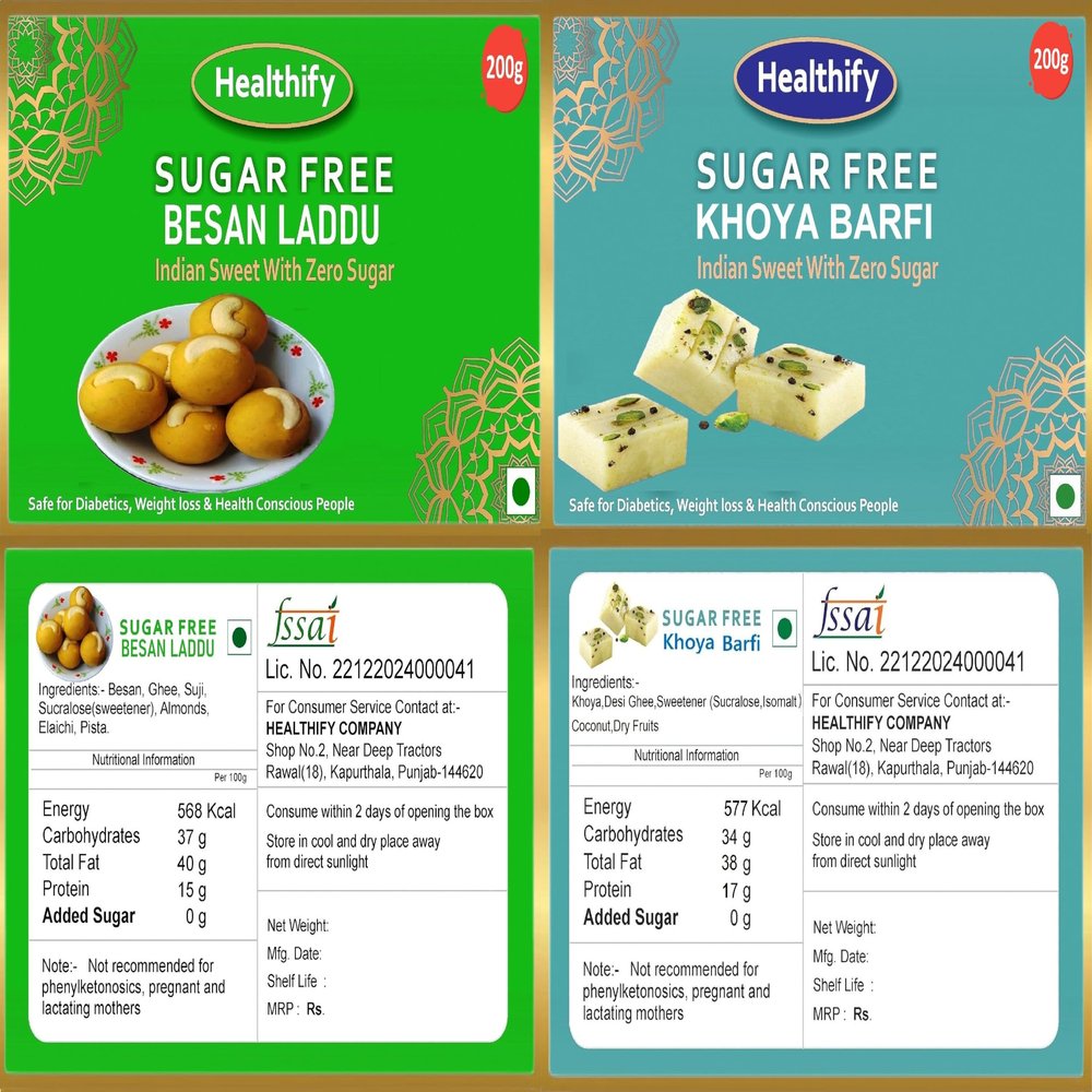 Healthify Sugar Free Combo Besan Laddu & Khoya Barfi