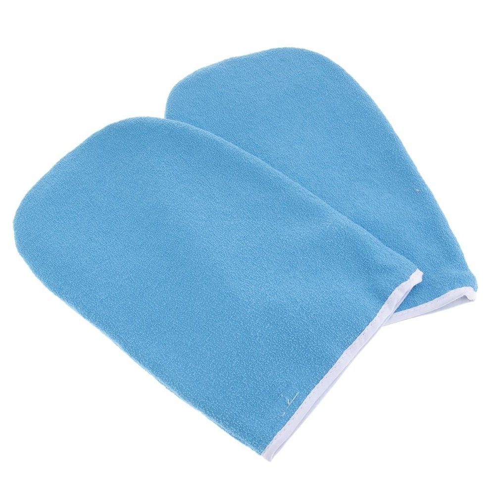 LICHTS 1 Pair Soft Cotton Paraffin Hand Care Wax SPA Bath Gloves Heat Preservation Hand Gloves, Blue