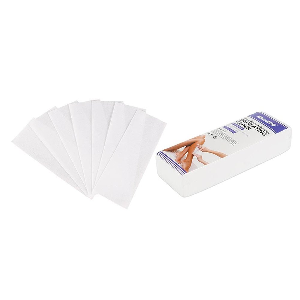 LICHTS 100Pcs PVC Non-woven Hair Removal Paper Depilatory Wax Strip Blue