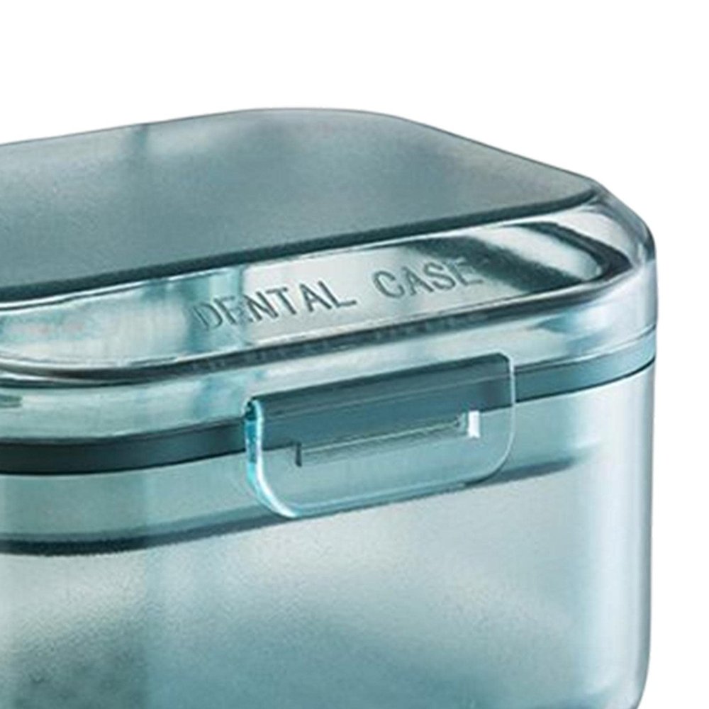 LICHTS Tportable Denture Case Container Waterproof Drain Organizer Holder Soaking Blue