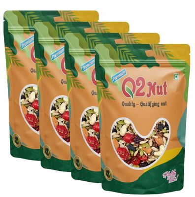 Q2 Nut Breakfast 1000 Grams (250gm X 4)  Trail Mix with Dry Fruits, Berries & Protein-Rich Seeds | Power Snack Loved by Moms | Best for Active Kids & Office Professionals | Keeps You Full Energetic & Energized All Day