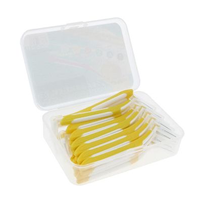 LICHTS 30 Pieces Interdental Brush Toothpick Floss Teeth Cleaner Oral Care Yellow
