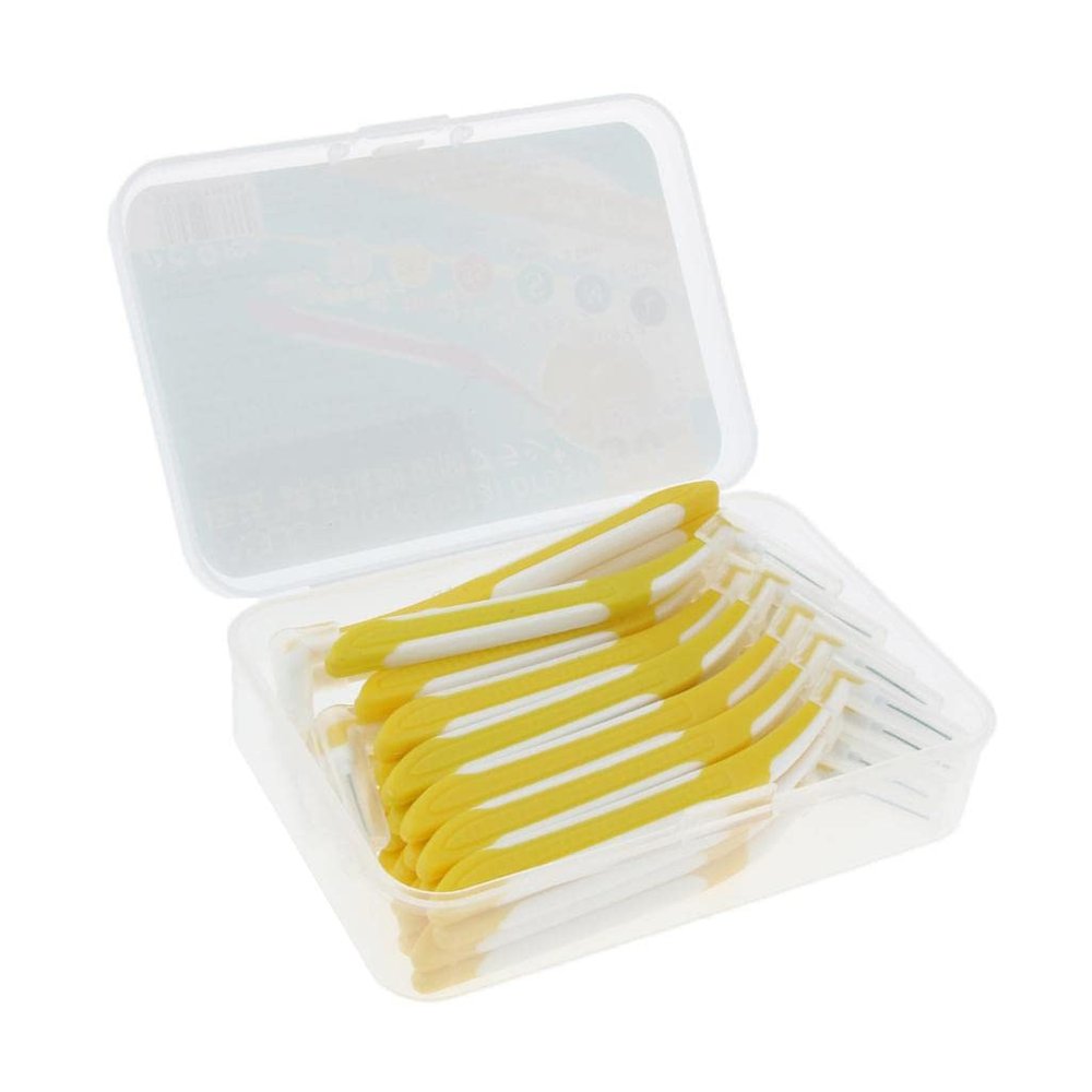 LICHTS 30 Pieces Interdental Brush Toothpick Floss Teeth Cleaner Oral Care Yellow