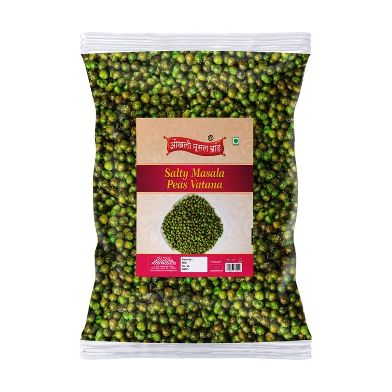 OKHLI MUSAL BRAND Bombay Roasted Fried Spicy Green Peas/Chatpata Matar/Namkeen Peas | Namkeen Chatpata Matar/Roasted Peas Spicy Munching Crunchy Matar Namkeen Savoury Snack-850g*1Pack
