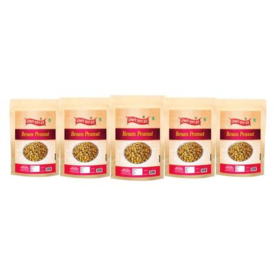 OKHLI MUSAL BRAND Baeshun Java peanuts Tasty Spicy Coated Peanuts Namkeen Besan Coated Masala Peanuts|Spicy Chakna Teatime wholesome snack||Festival Season Diwali Rakhi Namkeen Snack-850g*5Pack