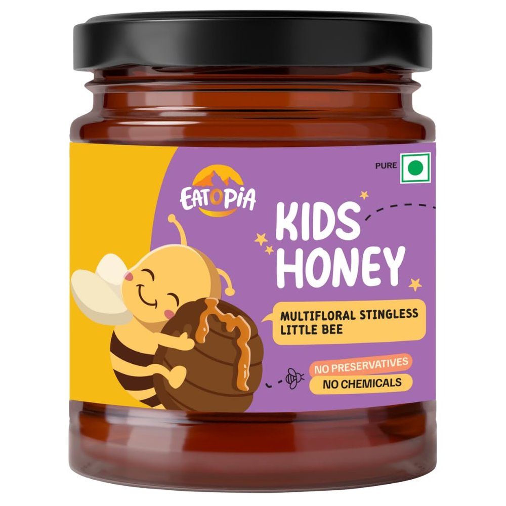 Eatopia Little Stingless Bees Honey 250gm | 100% Pure & Natural Honey | Natural Ayurvedic Immunity Booster | Helps in Curing Cough & Cold | Pure Honey with No Added Sugar | Sidr & Sullia Wild Flower Honey