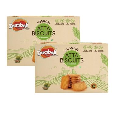 Zerobeli Premium Jowar Atta Digestive Biscuits With Elaichi - 375 Gram Each (Pack Of 2) | Healthy, Nutritious, And Delicious Cookies | Best Tea Time Snacks | 100% Vegetarian