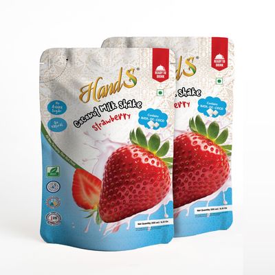 HandS Flavoured Coconut Milk Drink Strawberry with Real Fruit Pulp, Vegan & Dairy-Free, 200 ml - Pack of 2