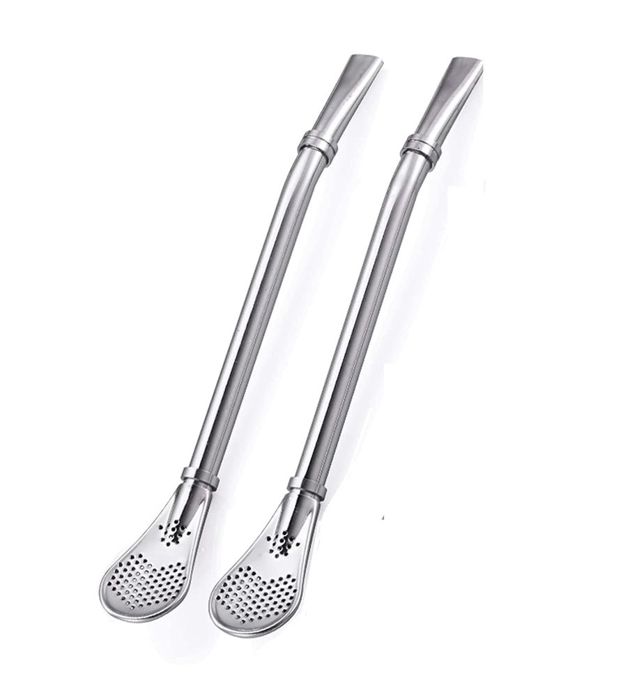 Nidy 2 Pieces Stainless Steel Yerba Mate Tea Straws 6Inch Bombillas for Mate Gourd Drinking Reusable Drink Straws with Filter Spoon